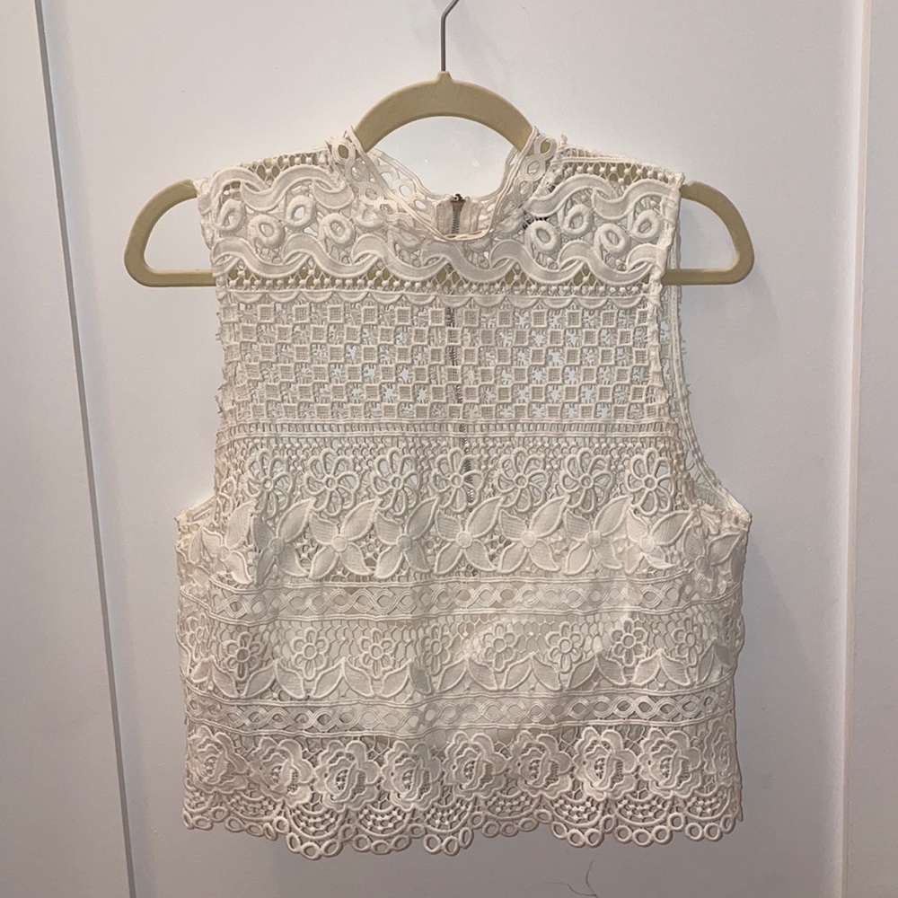 Lace crop top with built-in bandeau